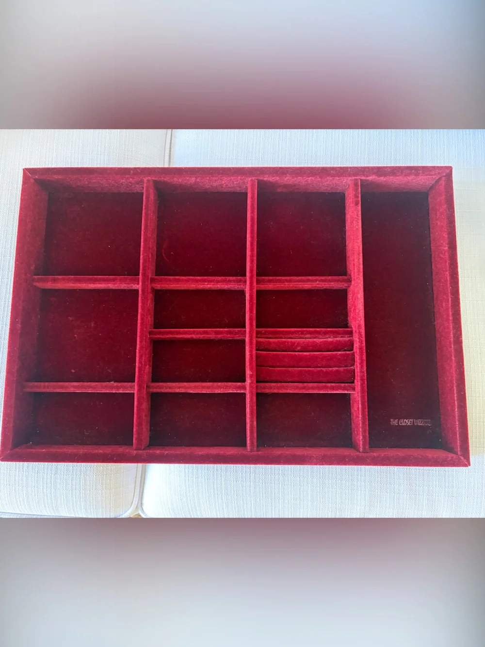 Velvet Jewelry Organizer Tray in Deep Red